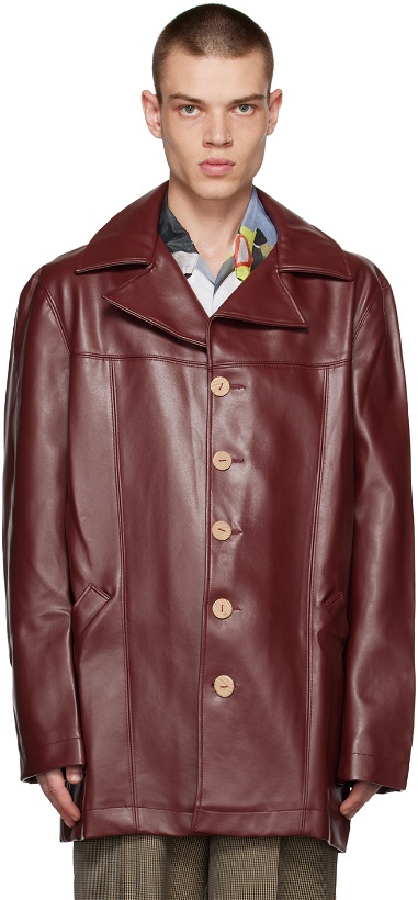 Photo: Bethany Williams Burgundy Paneled Faux-Leather Jacket