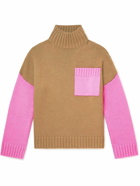 JW Anderson - Oversized Logo-Embroidered Two-Tone Knitted Rollneck Sweater - Neutrals