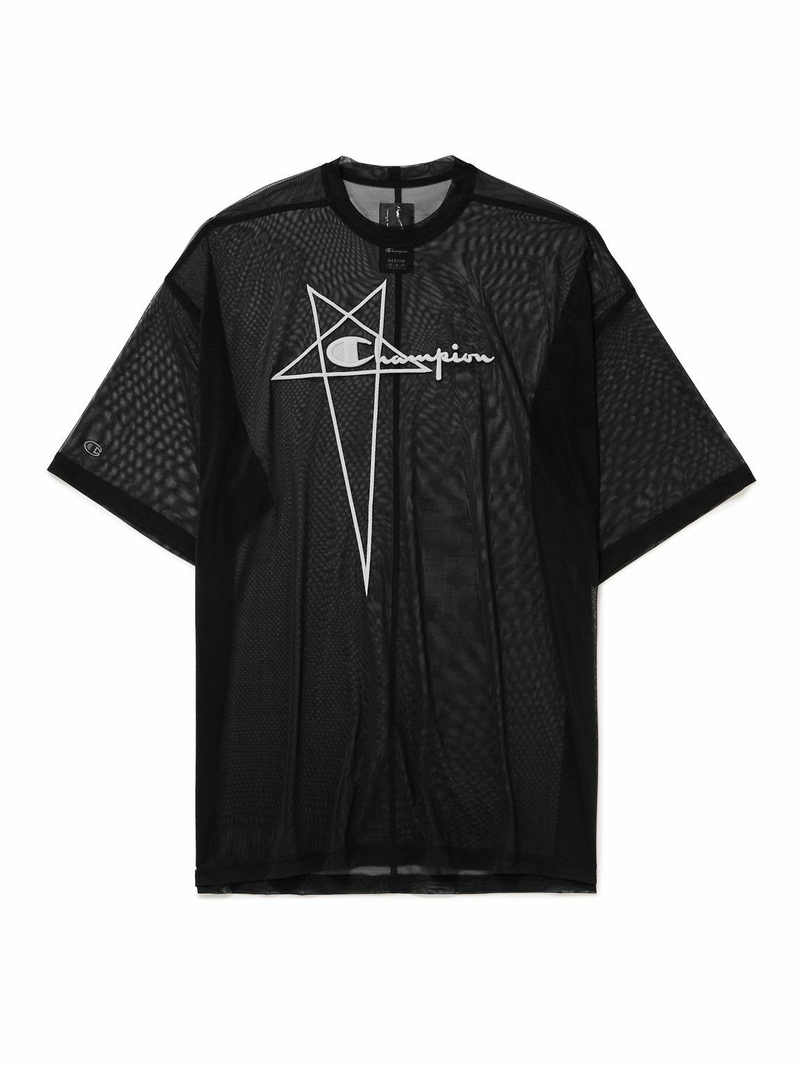 Rick Owens - Champion Tommy Oversized Embroidered Recycled-Mesh T-Shirt ...