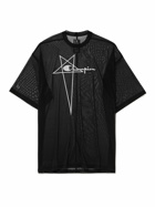 Rick Owens - Champion Tommy Oversized Embroidered Recycled-Mesh T-Shirt - Black