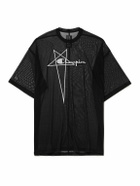 Rick Owens - Champion Tommy Oversized Embroidered Recycled-Mesh T-Shirt - Black