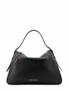 Gucci Gg Emblem Leather Shoulder Bag With Frontal Logo