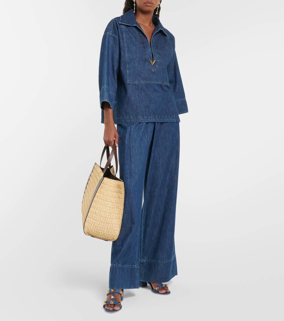 Valentino Garavani Roman Stud denim sandals Valentino Garavani