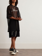 Rick Owens - Champion Tommy Oversized Embroidered Recycled-Mesh T-Shirt - Black