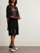 Rick Owens - Champion Tommy Oversized Embroidered Recycled-Mesh T-Shirt - Black
