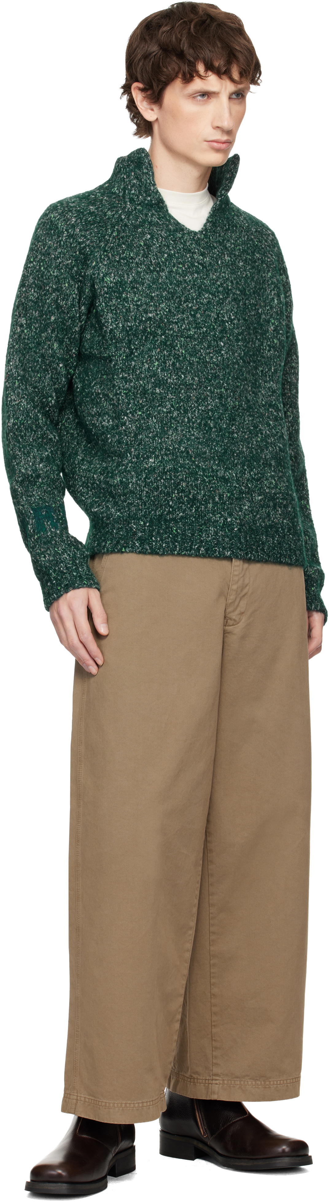 ERL Green Slit Neck Alpaca Sweater ERL