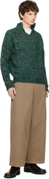 ERL Green Slit Neck Alpaca Sweater