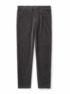 Folk - Signal Straight-Leg Pleated Cotton-Corduory Trousers - Black