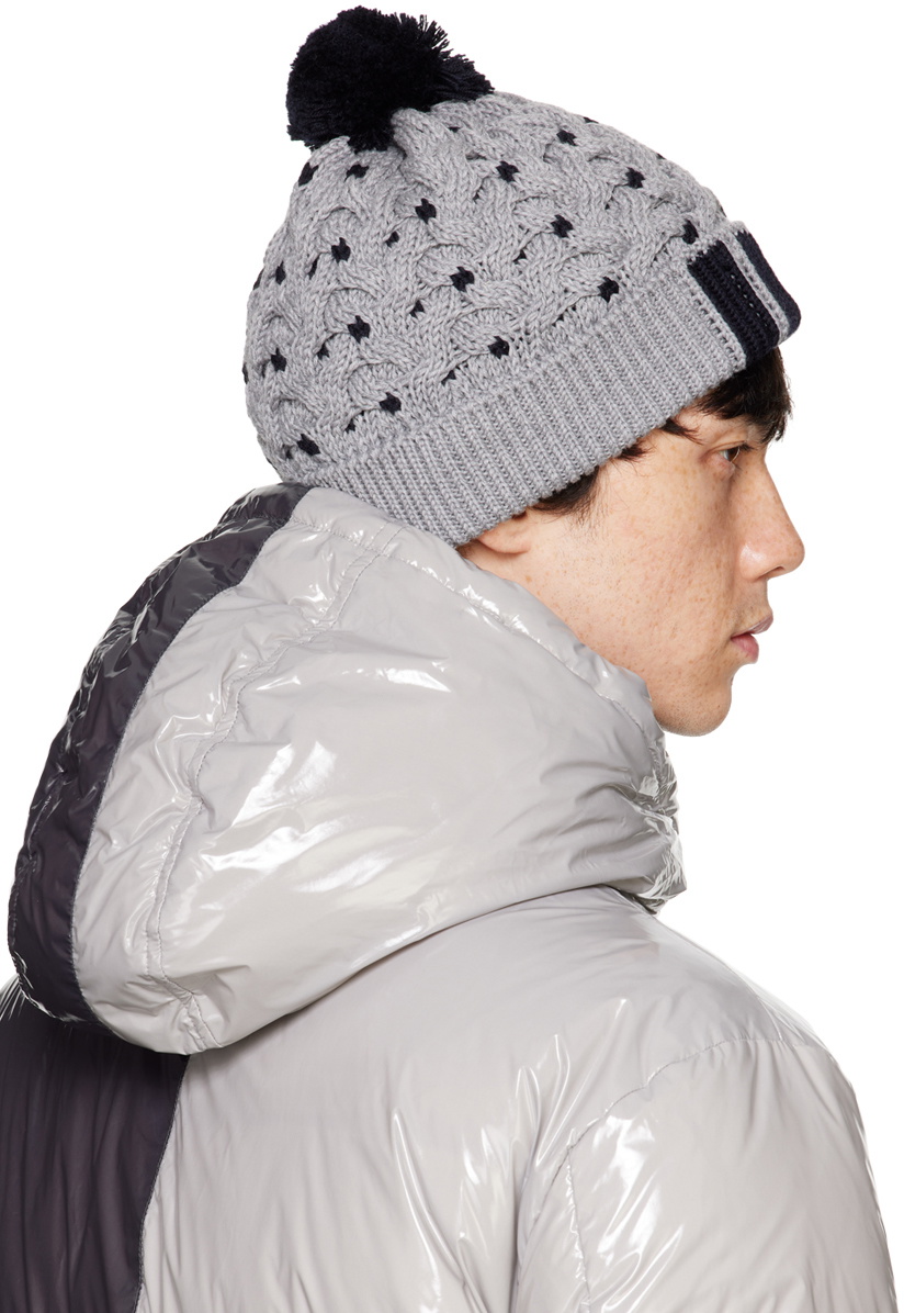Thom Browne Gray & Black Cable RWB Striped Beanie