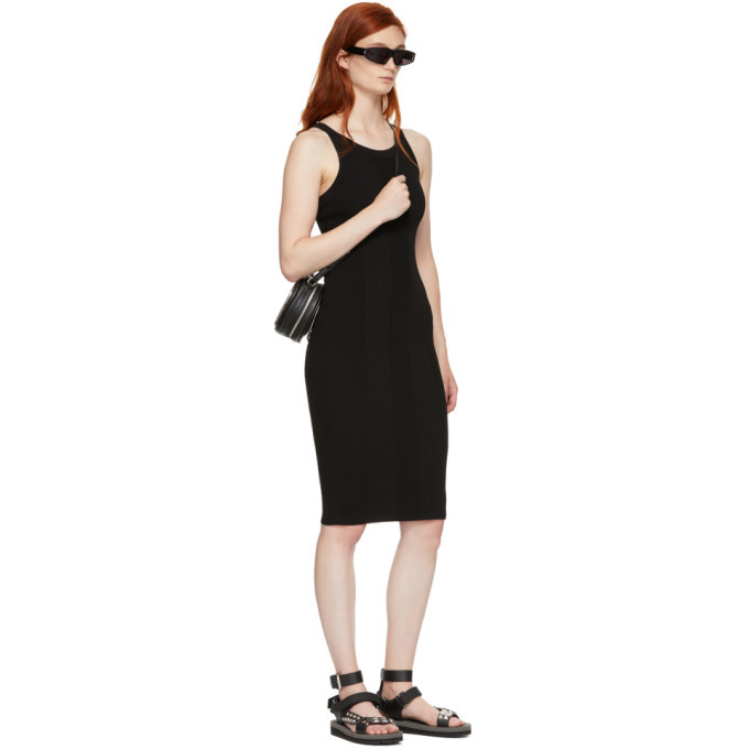 T by Alexander Wang Black Stretch Rib Knit Visible Strap Dress T by Alexander  Wang