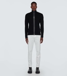 Moncler Wool and leather-trimmed cardigan