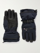 Moncler Grenoble - Leather-Trimmed Shell Ski Gloves - Blue
