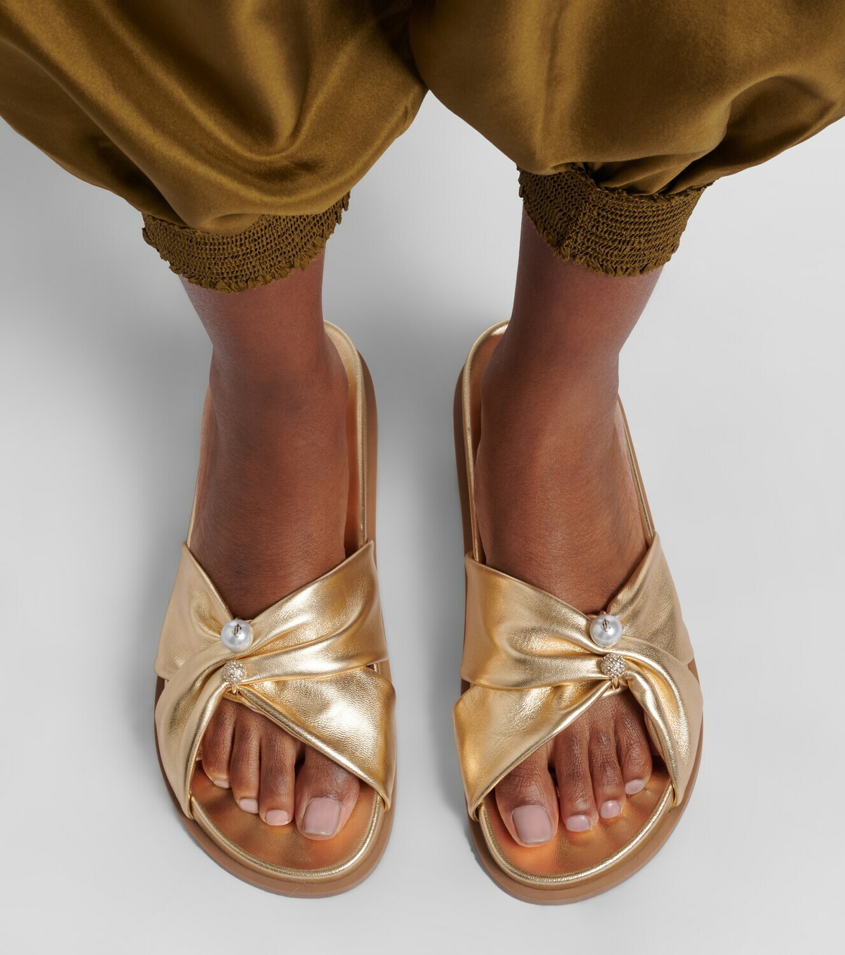 Jimmy Choo Rafi embellished metallic leather sandals