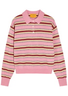 Guest In Residence Collegiate Striped Cashmere Polo top Pink