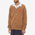 Comme des Garçons Play Men's Overlapping Heart Cardigan in Brown