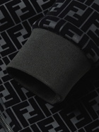 FENDI - Logo-Flocked Stretch-Jersey Hooded Jacket - Black
