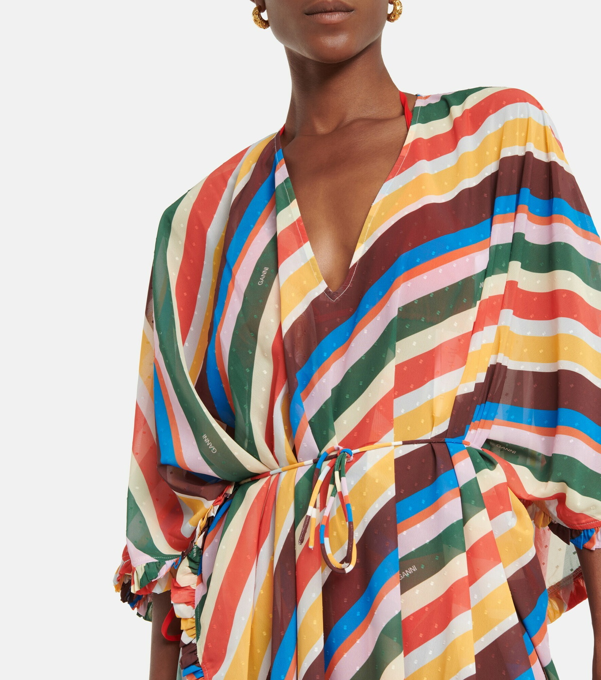 ganni striped maxi dress Ganni Stripe Maxi Strap Dress