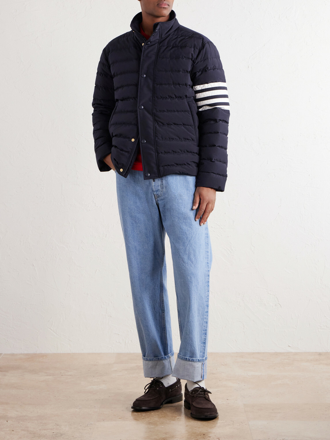 Thom Browne - Striped Quilted Ripstop Down Jacket - Blue