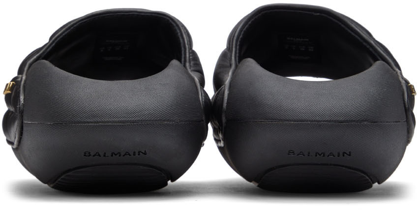 Balmain Black Quilted B-IT Flat Sandals Balmain