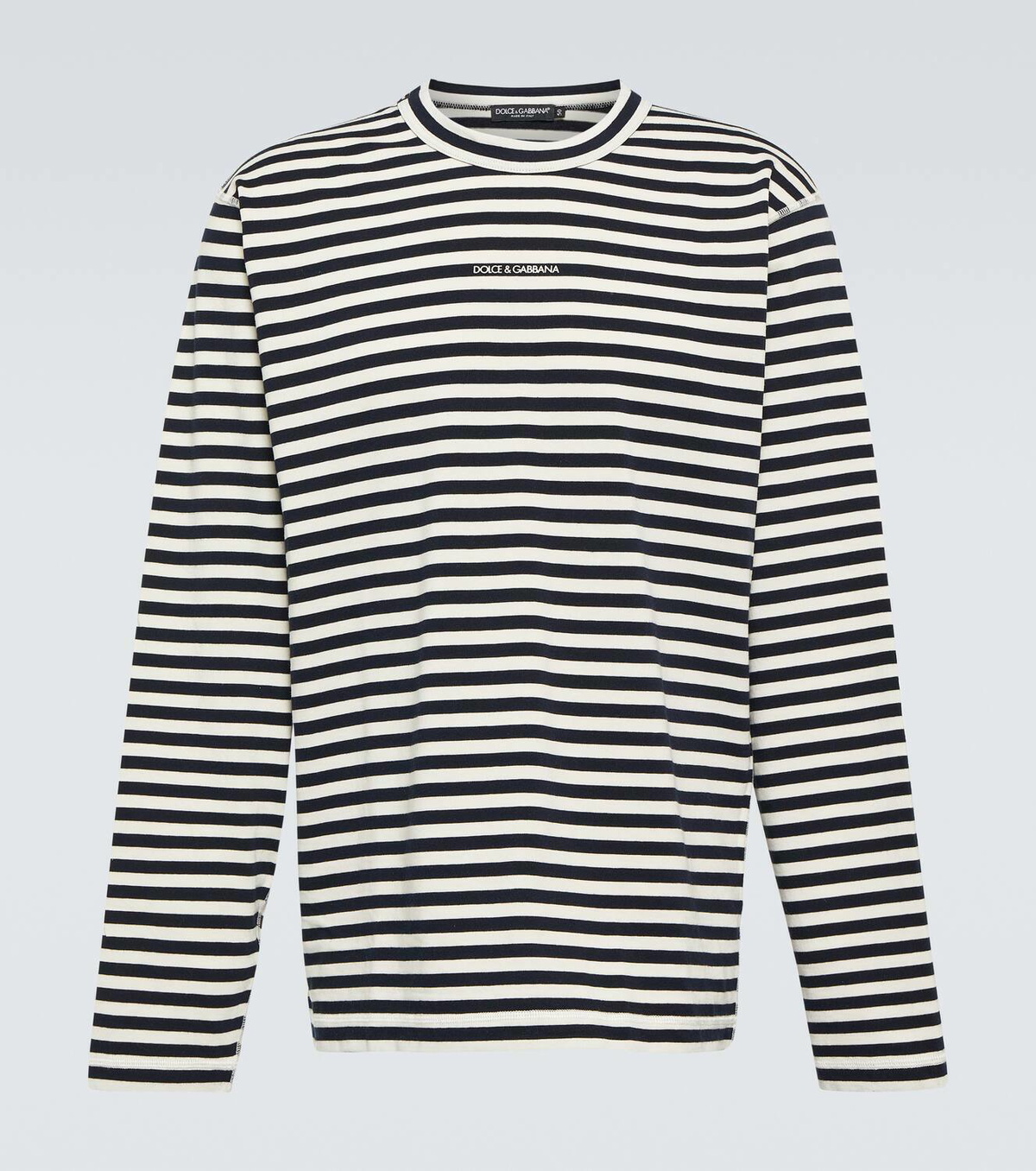 Dolce & Gabbana White Red Striped Silk Round Neck T-shirt