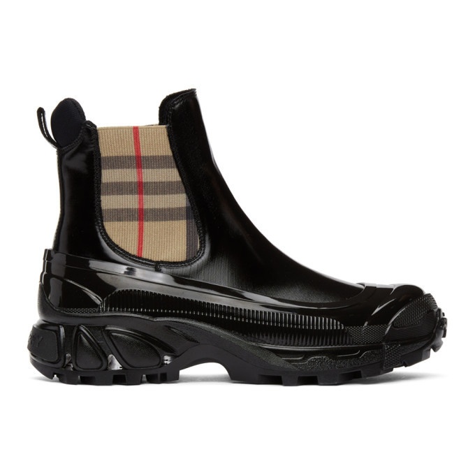 Photo: Burberry Black Vintage Check GH3 Story Chelsea Boots
