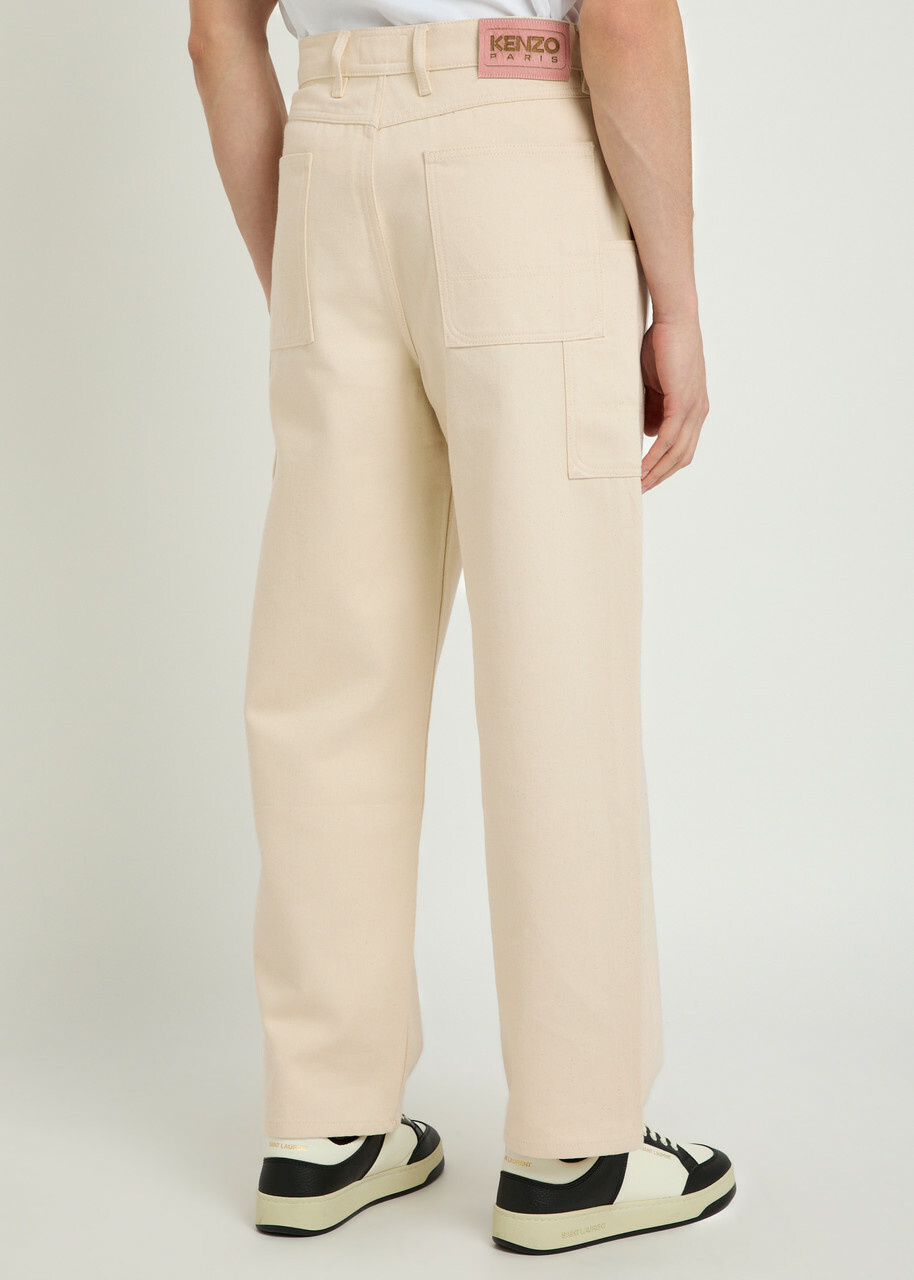 Kenzo Cargo Monkey Straight-leg Jeans White