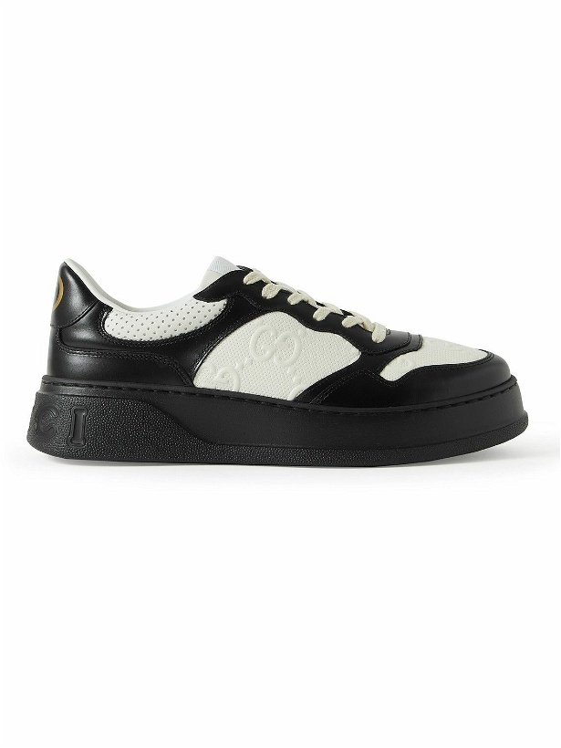 Photo: GUCCI - Logo-Embossed Perforated Leather Sneakers - Black