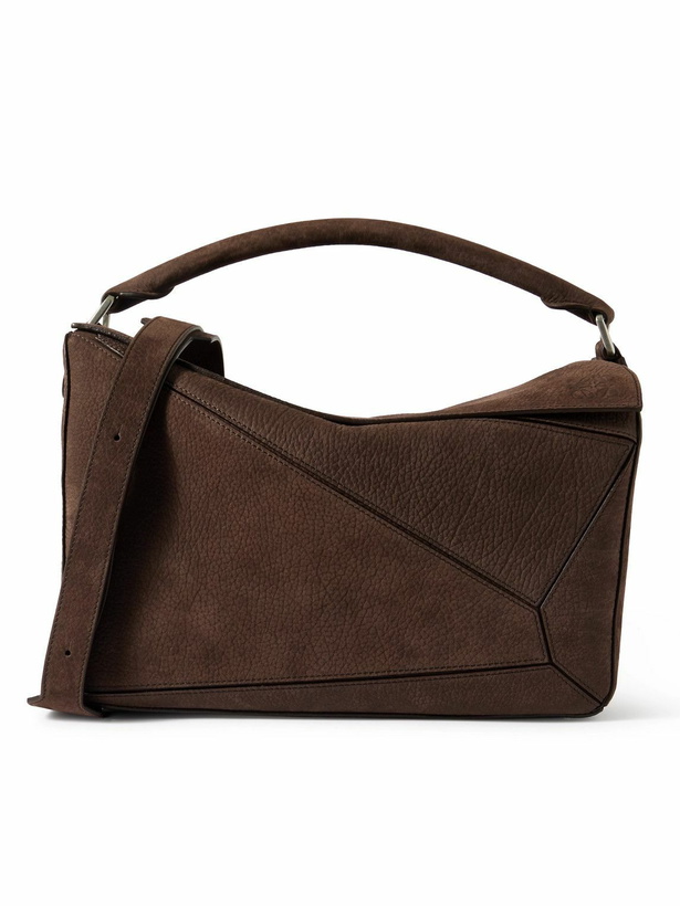 Photo: LOEWE - Puzzle Edge Large Logo-Debossed Nubuck Messenger Bag