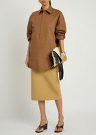 Armarium Pernilla Draped Cotton-poplin Midi Skirt Camel