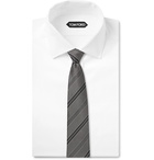 TOM FORD - 8cm Striped Woven Silk Tie - Silver