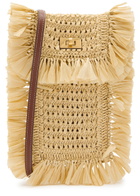 Anya Hindmarch Fringed Raffia and Leather Cross-body Phone Pouch - Natural - One Size