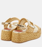 Roger Vivier Embellished raffia platform sandals