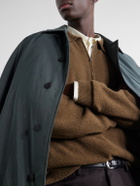 ATON - Wool-Blend Half-Zip Polo Sweater - Brown