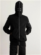DRKSHDW by Rick Owens - Embellished Cotton-Jersey Zip-Up Hooded Bomber Jacket - Black
