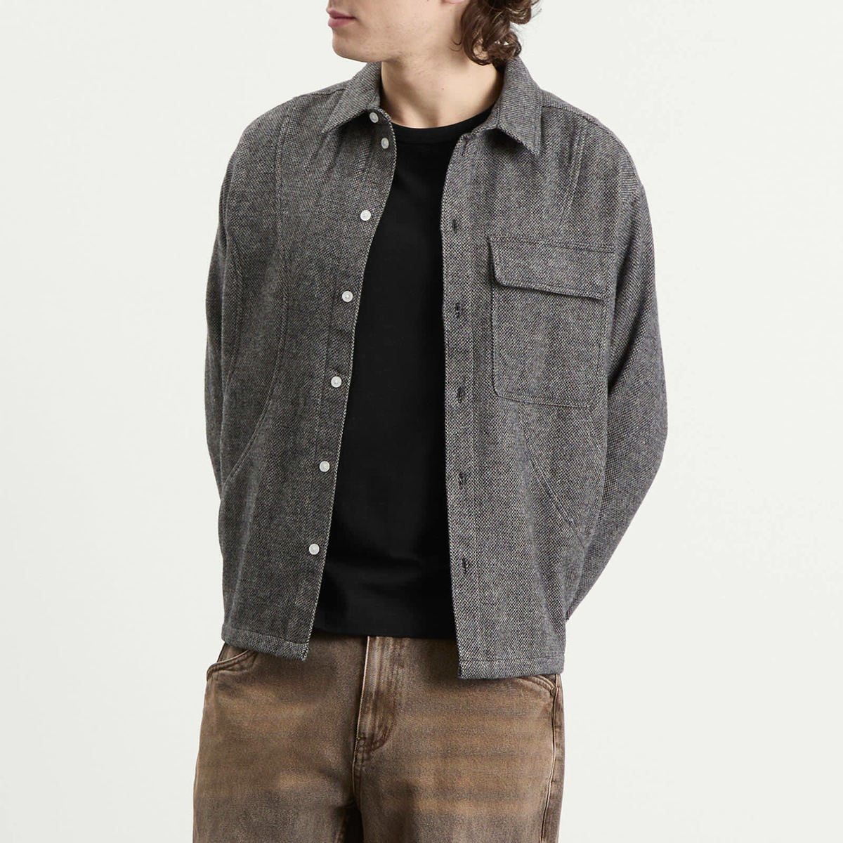 Dime Men's Wool Overshirt in Silver