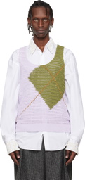Dries Van Noten Purple & Khaki Argyle Tank Top