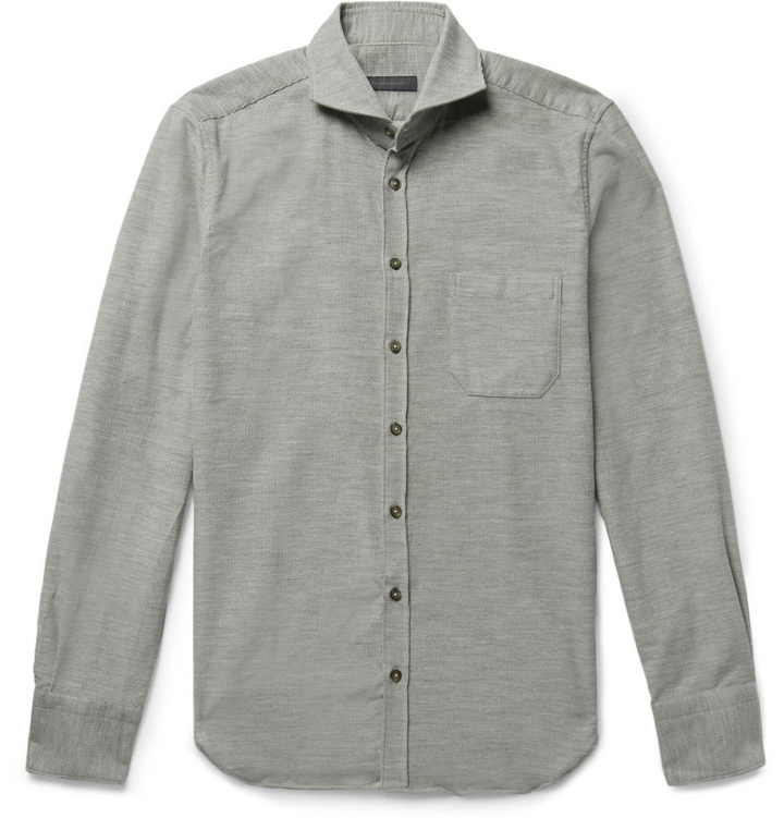 Photo: Thom Sweeney - Slim-Fit Cutaway-Collar Cotton-Corduroy Shirt - Men - Gray