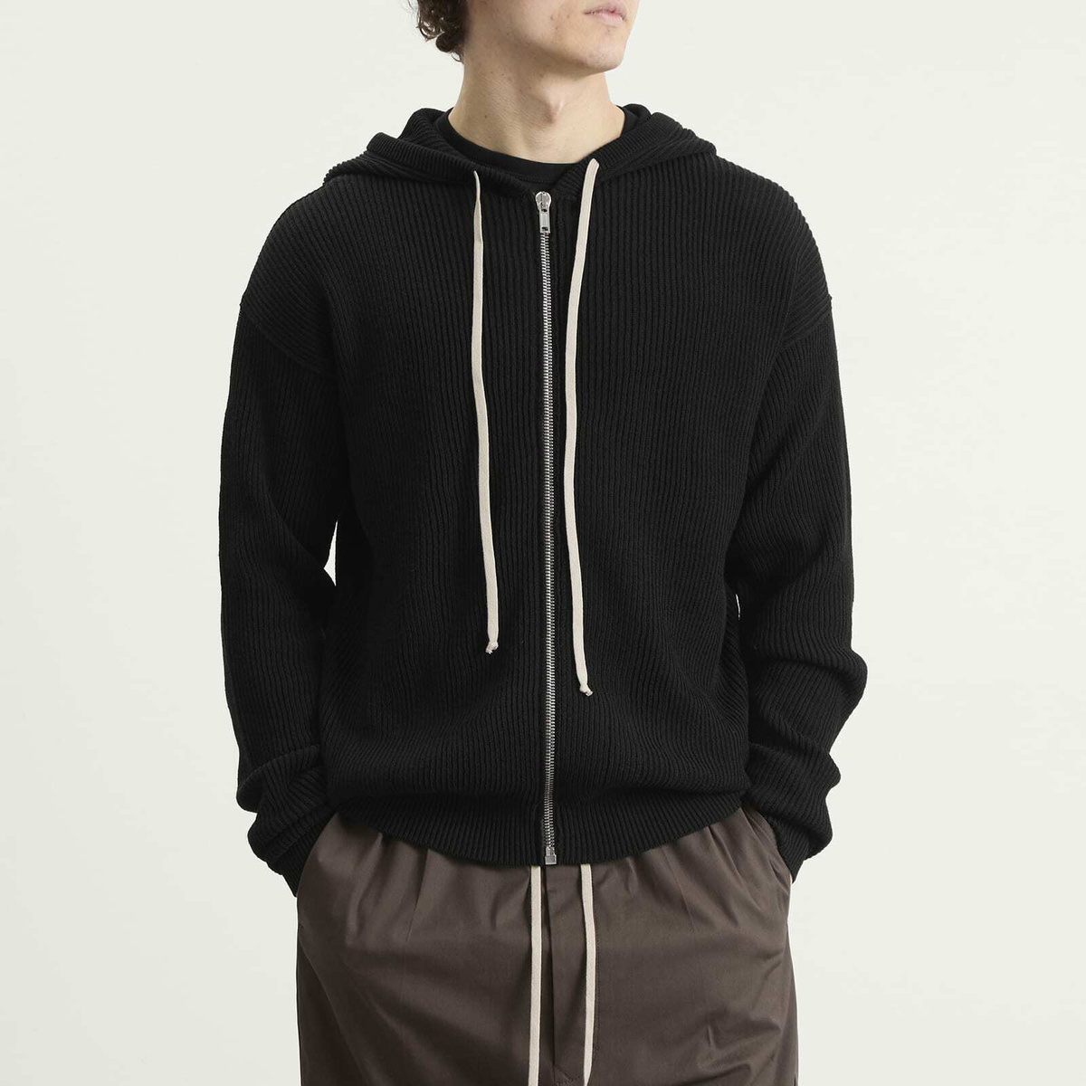 Rick Owens Men's Zip Knitted Hoodie in Black