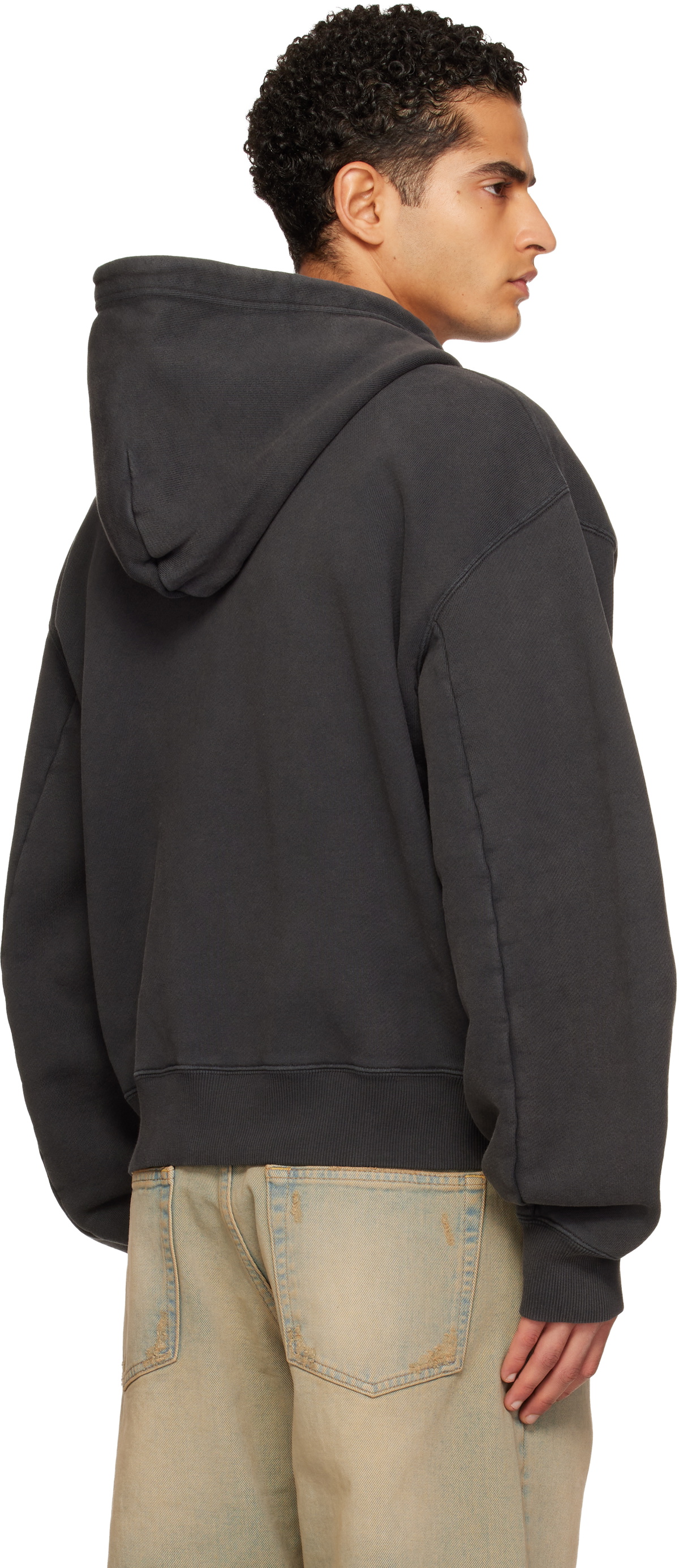 HOPE Black Oversized Zip-Up Hoodie