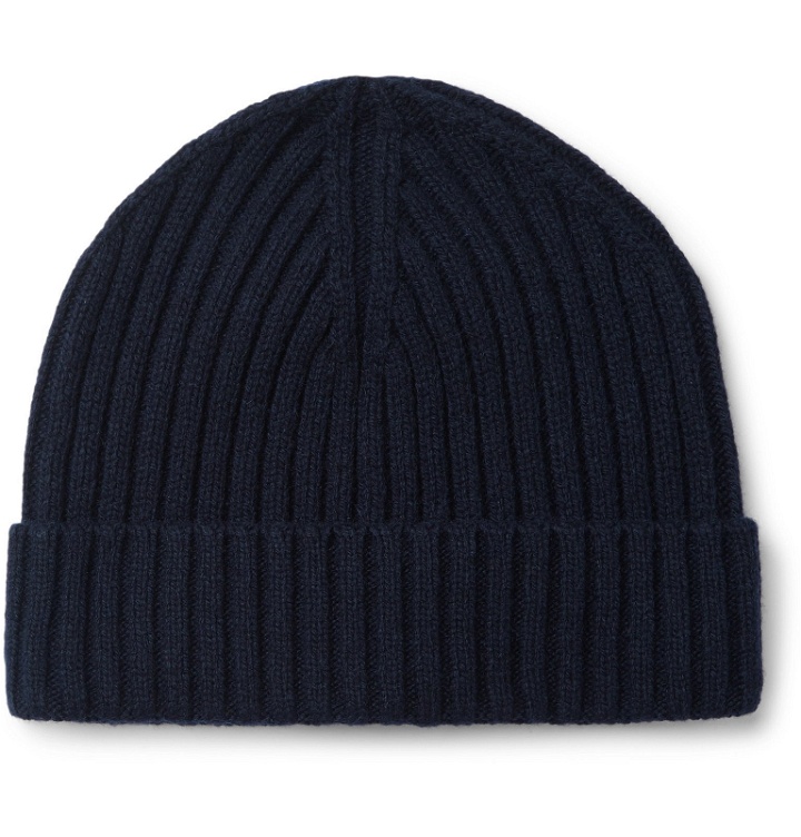Photo: Officine Generale - Cashmere and Wool-Blend Beanie - Blue