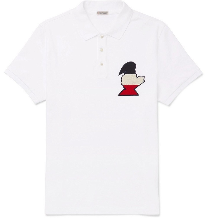 Photo: Moncler - Slim-Fit Logo-Appliquéd Cotton-Piqué Polo Shirt - White