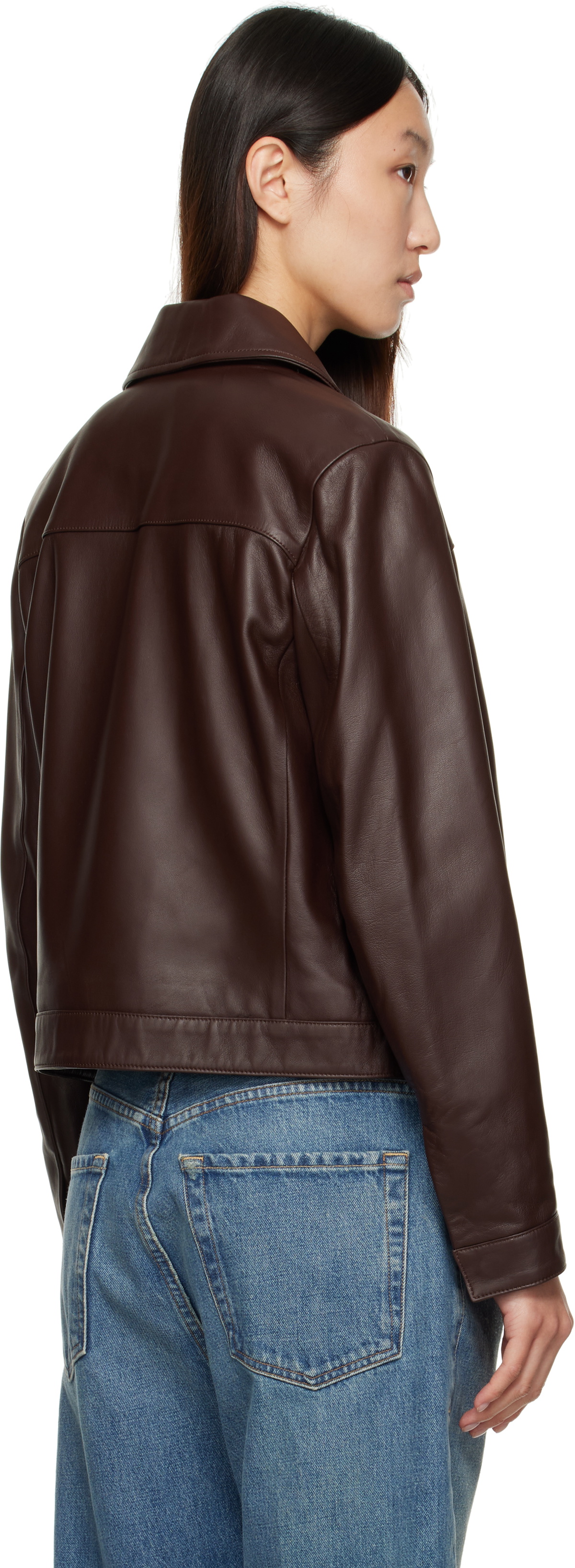 Loulou de Saison Brown Ascot Leather Jacket