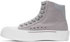 Alexander McQueen Grey Canvas Deck Plimsoll High Sneakers