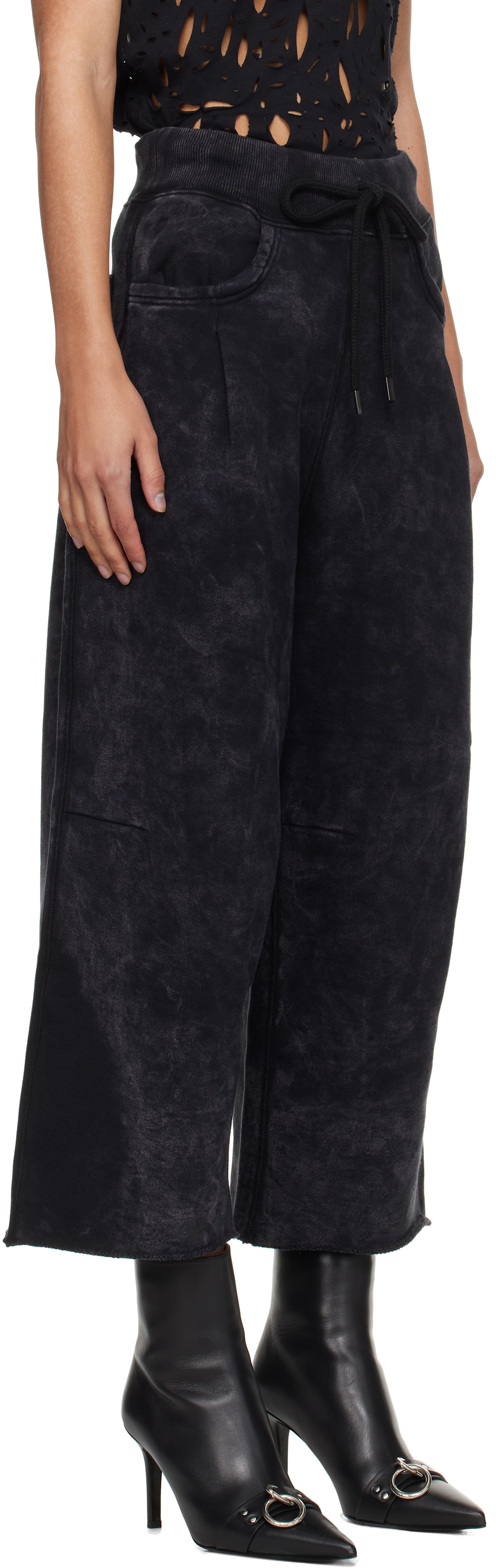 R13 Gray Cropped Pleated Sweatpants