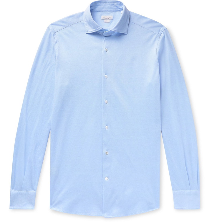 Photo: Incotex - Slim-Fit Cotton-Piqué Shirt - Blue