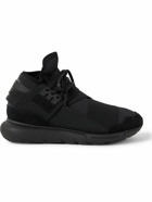 Y-3 - Qasa Suede-Trimmed Neoprene and Webbing High-Top Sneakers - Black