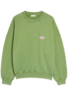 American Vintage Plizzy Logo-print Cotton Sweatshirt Light Green