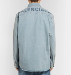 Balenciaga - Oversized Button-Down Collar Logo-Print Denim Shirt - Men - Blue