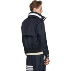 Thom Browne Navy Lightweight Hidden Hoodie Zip Jacket