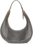 Staud Silver & Taupe Chainmail Sasha Bag